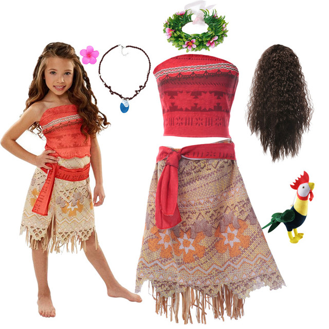 Fato Moana Disney para crianças, Vestir o Dia das Bruxas, Princesa Menina,  Roupas de festa extravagantes, Roupa Vaiana por 2 anos, 3 anos, 5 anos, 6  anos, 8 anos, 10Y - AliExpress